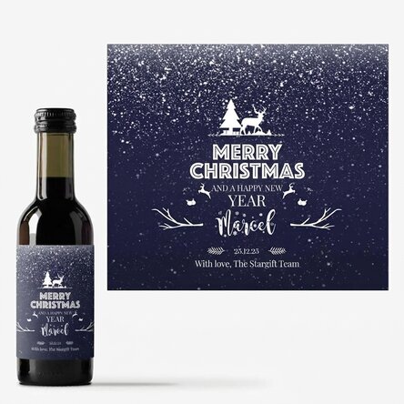 Mini wine bottle personalised with text - Snowing Night