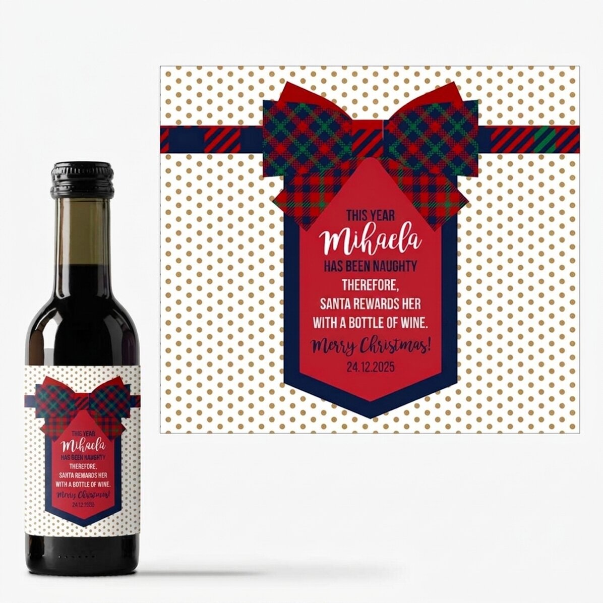Mini wine bottle personalised with text - Fundita