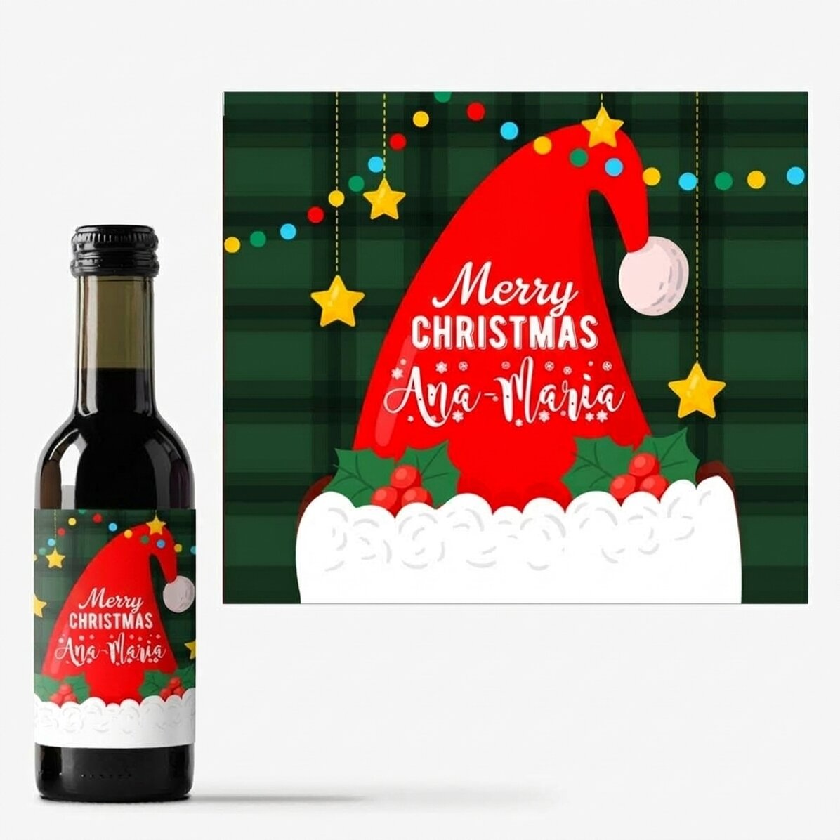 Mini wine bottle personalised with text - Santa Claus