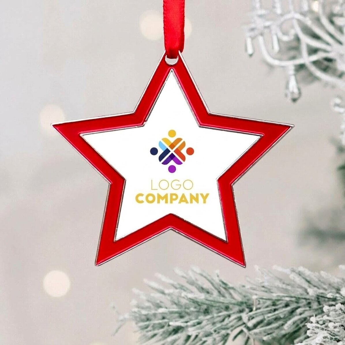 Personalised Christmas tree ornament with logo - Star model