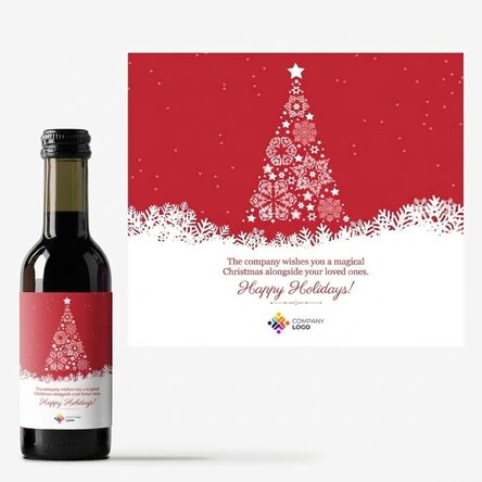 Mini wine bottle personalised with text and logo - Christmas Magic