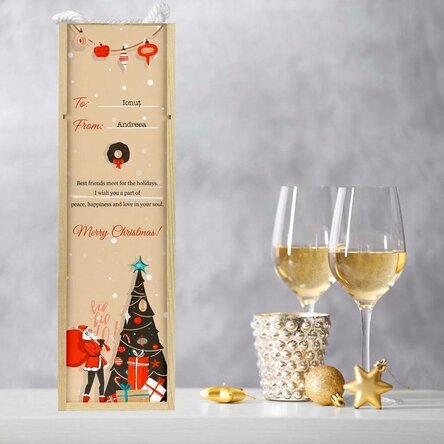 Personalised wine box with Christmas text - Message for loved ones