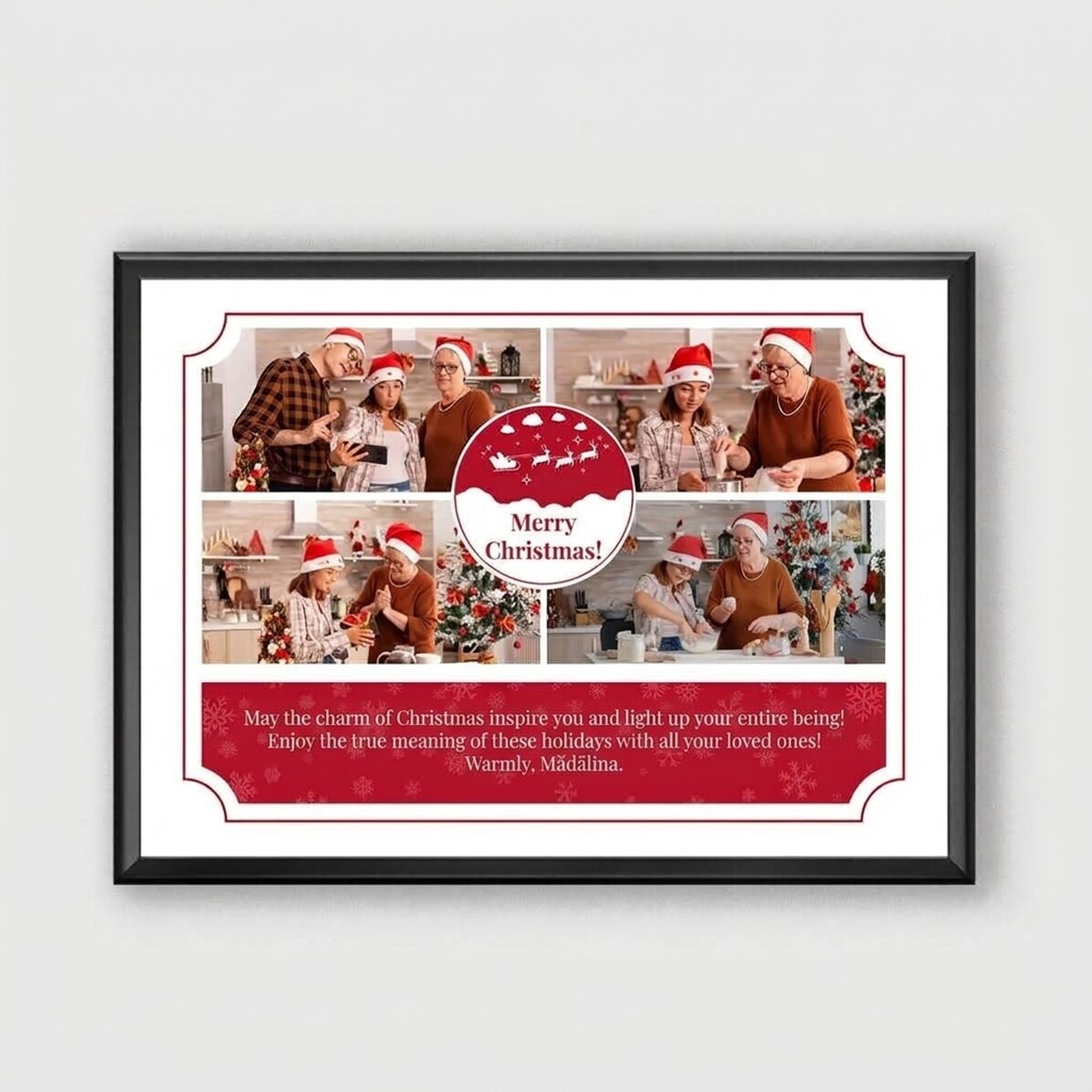 Personalised canvas with 4 photos and text - Christmas design
