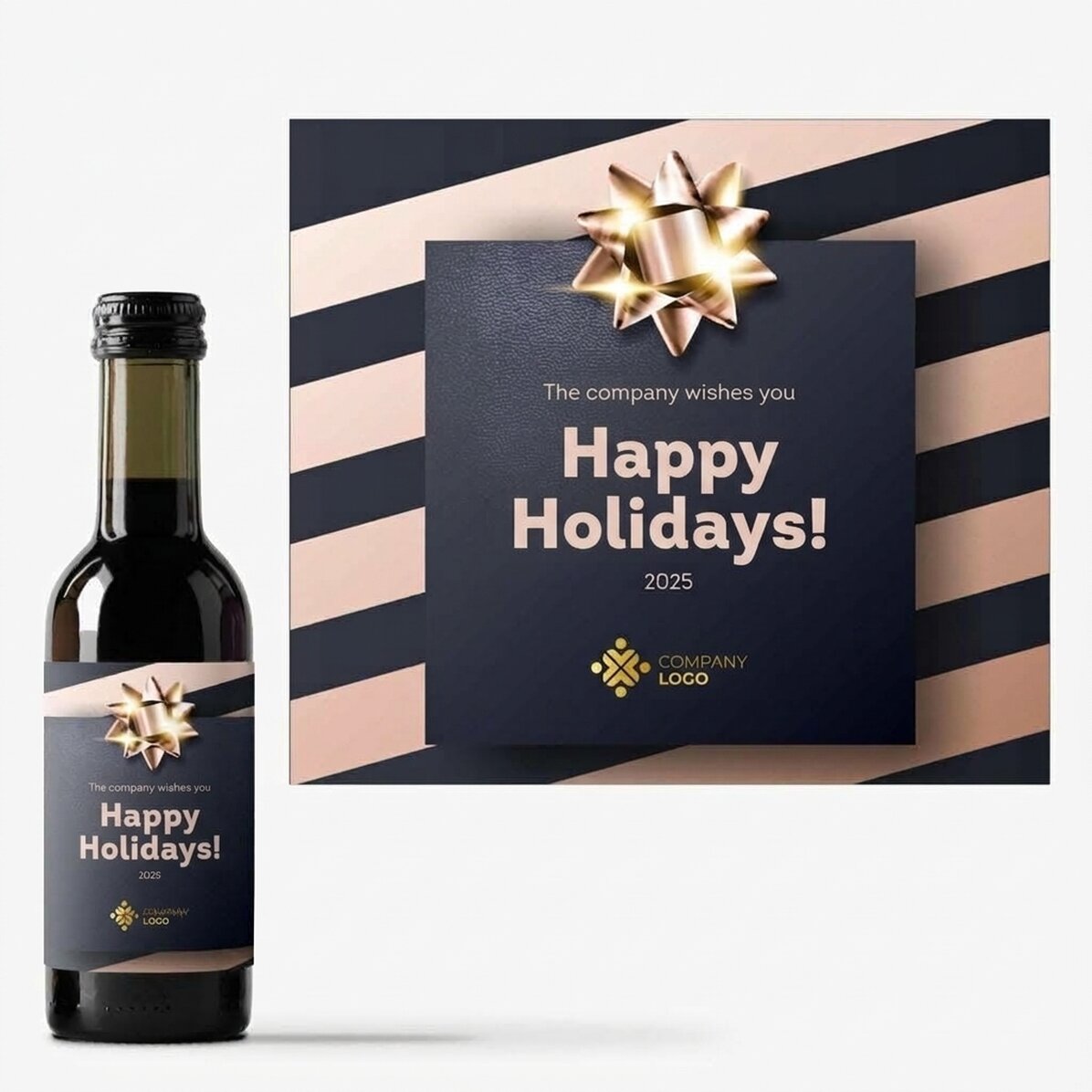 Mini wine bottle personalised with logo and text - Holiday Gift