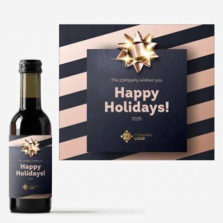 Mini wine bottle personalised with logo and text - Holiday Gift