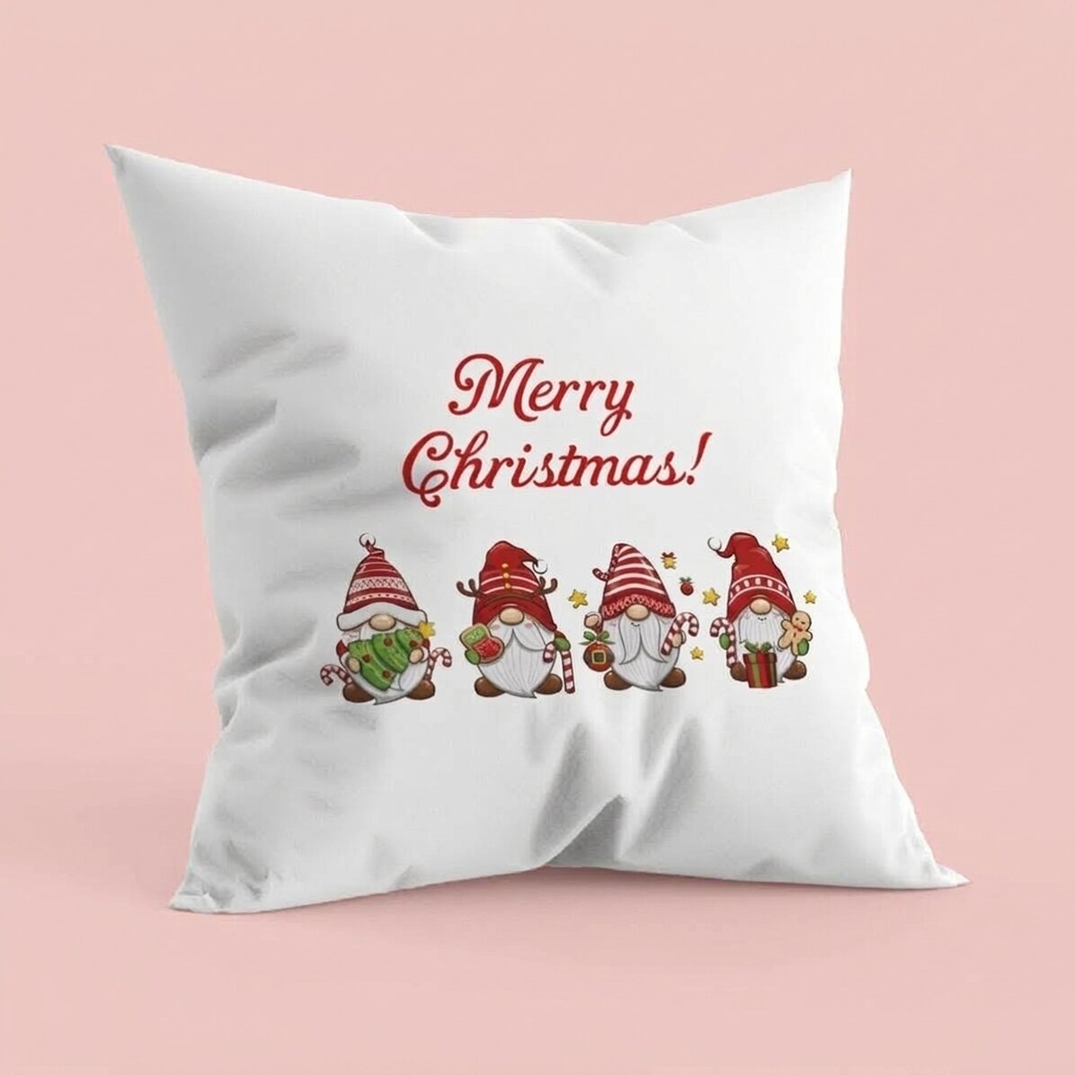 Personalised cushion with text - Christmas gnomes