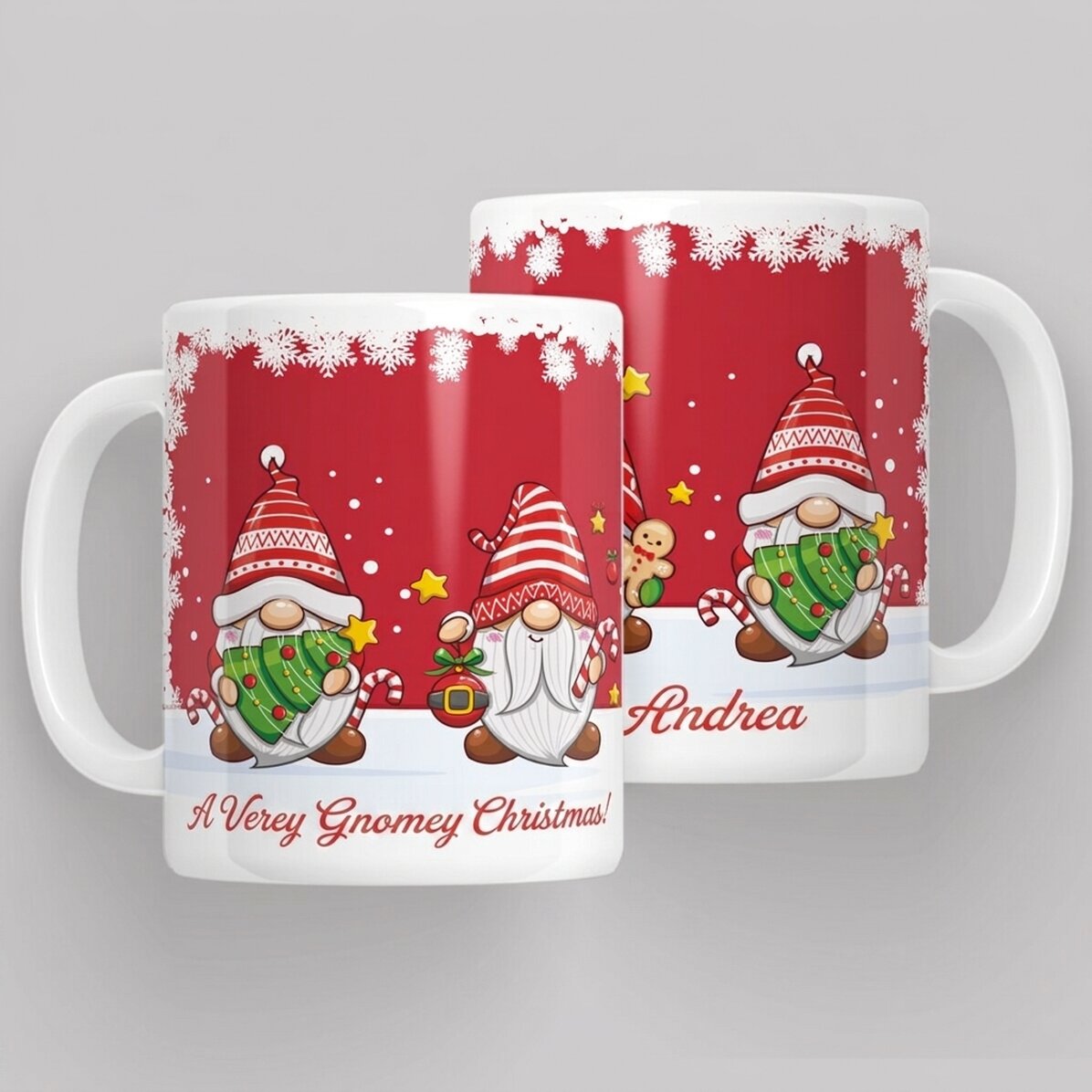 Personalised mug with text - Christmas gnomes