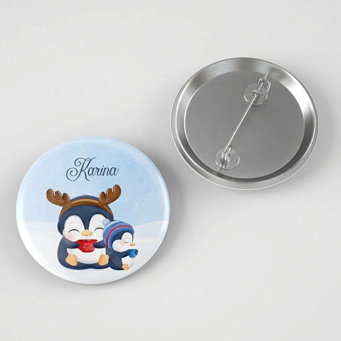 Personalised badge with text - Penguins