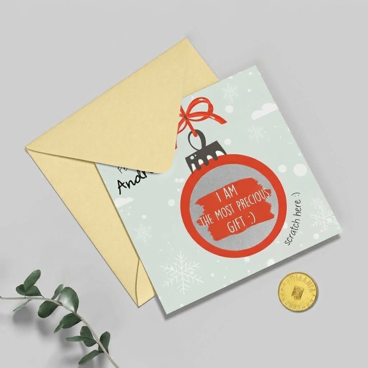 Personalised scratch card with Christmas message