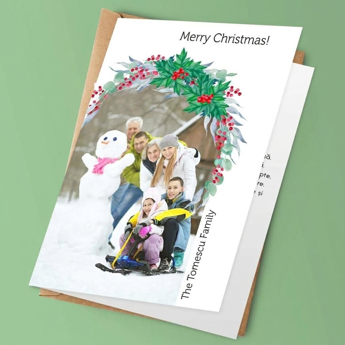 Personalised card with photo and message - Merry Christmas