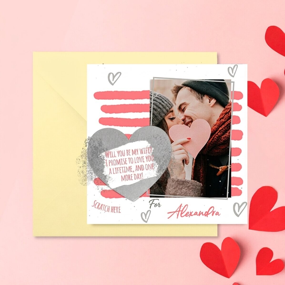 Personalised scratch card with message and photo - Love