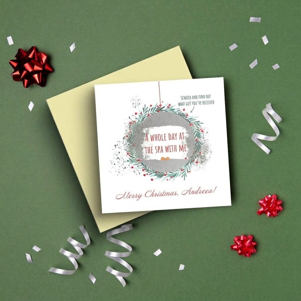 Personalised scratch card with a surprise Christmas message