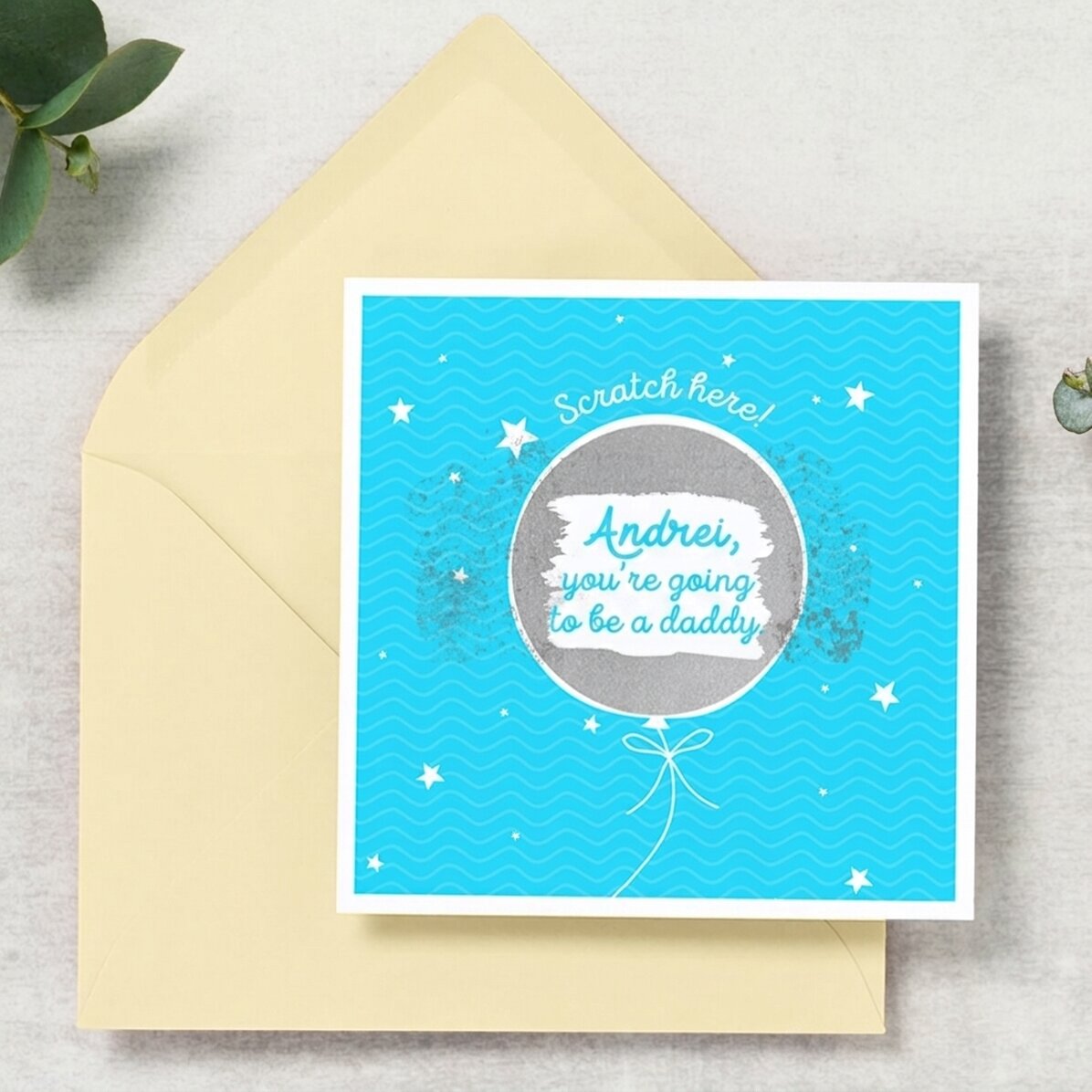 Personalised scratch card with surprise message