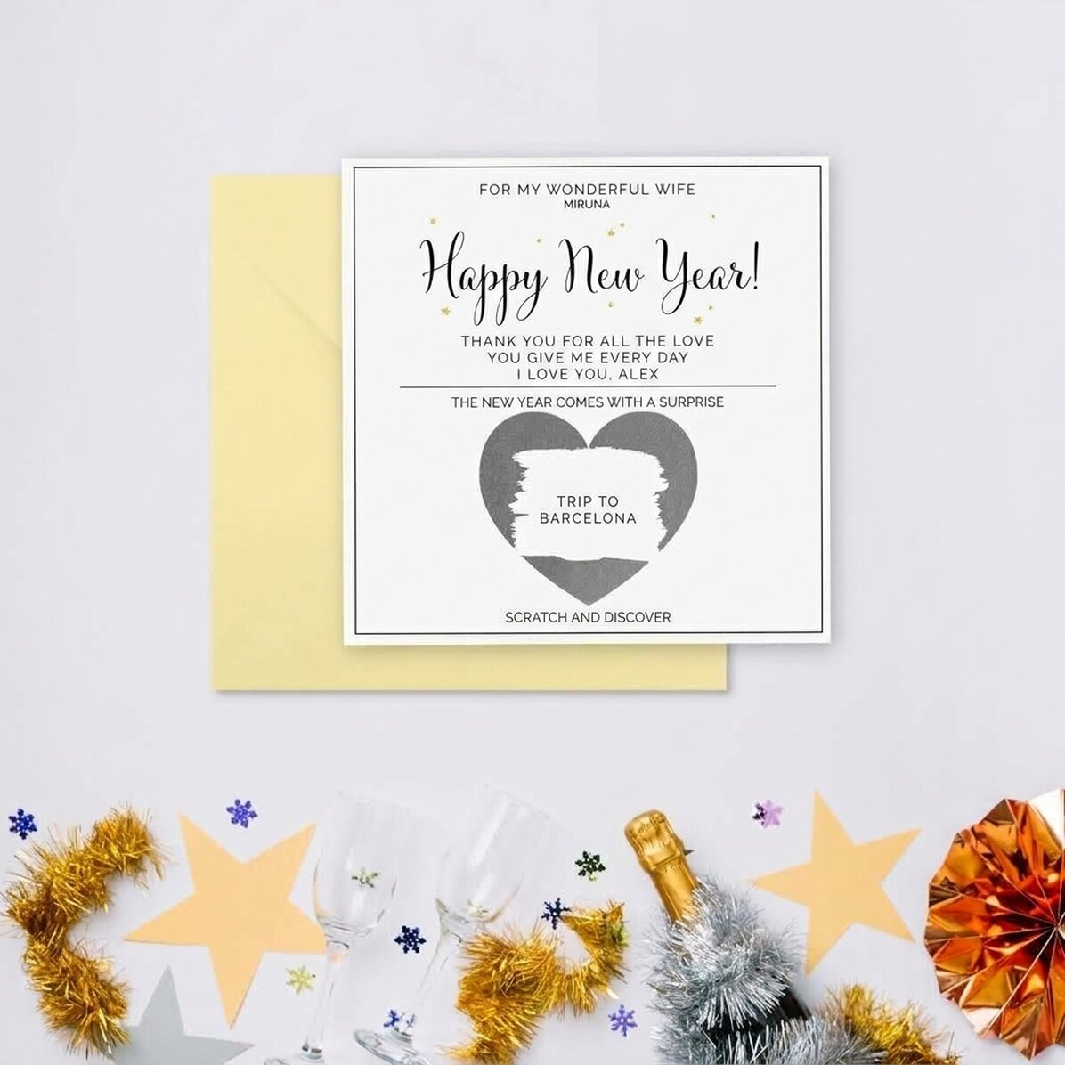 Personalised scratch card with message - Elegant Christmas design