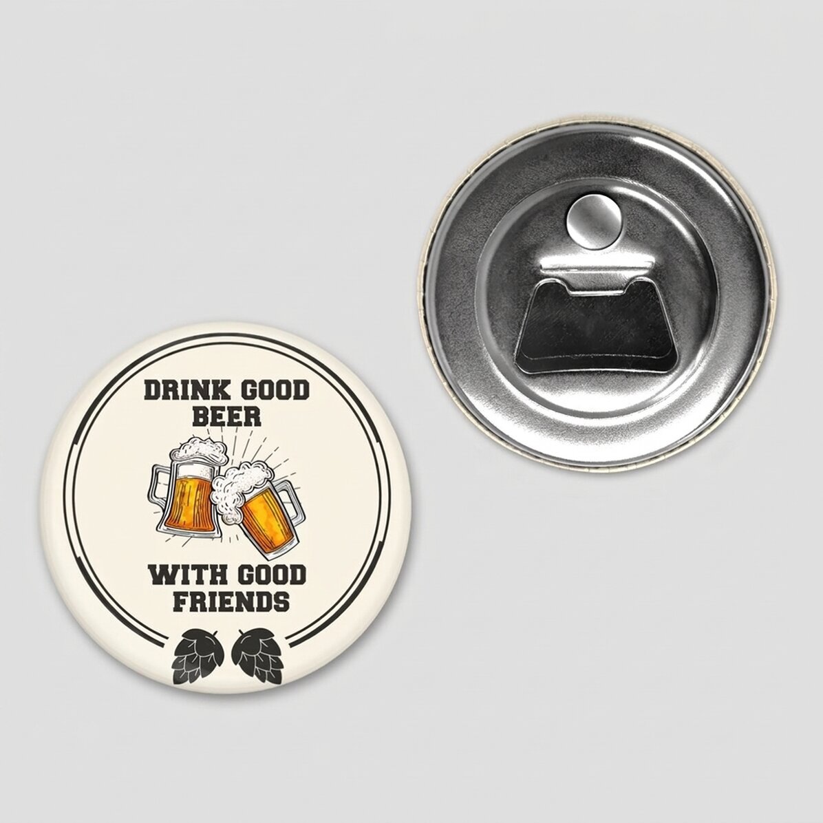 Personalised magnetic bottle opener with text - Good beer with good friends