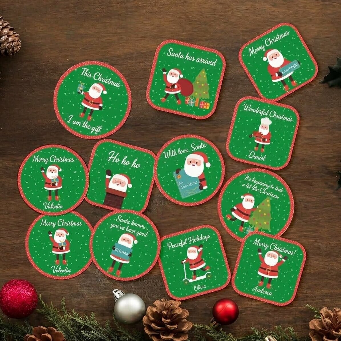 Set of 12 customised stickers (self-adhesive labels) - Father Christmas