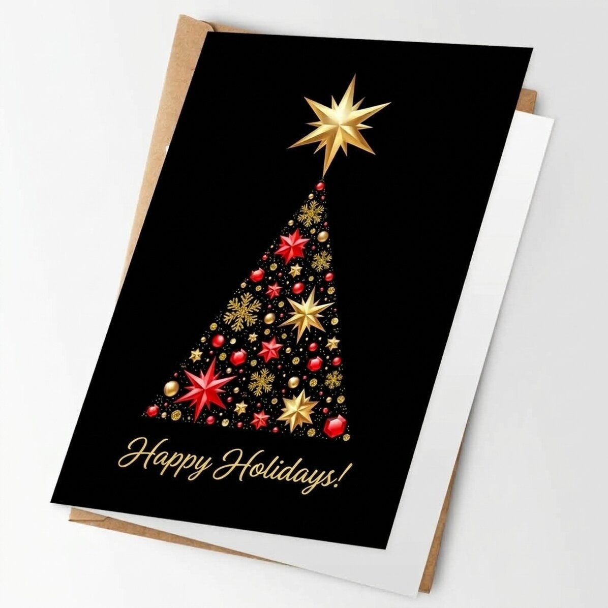 Personalised card with logo and message - Gold Christmas Tree