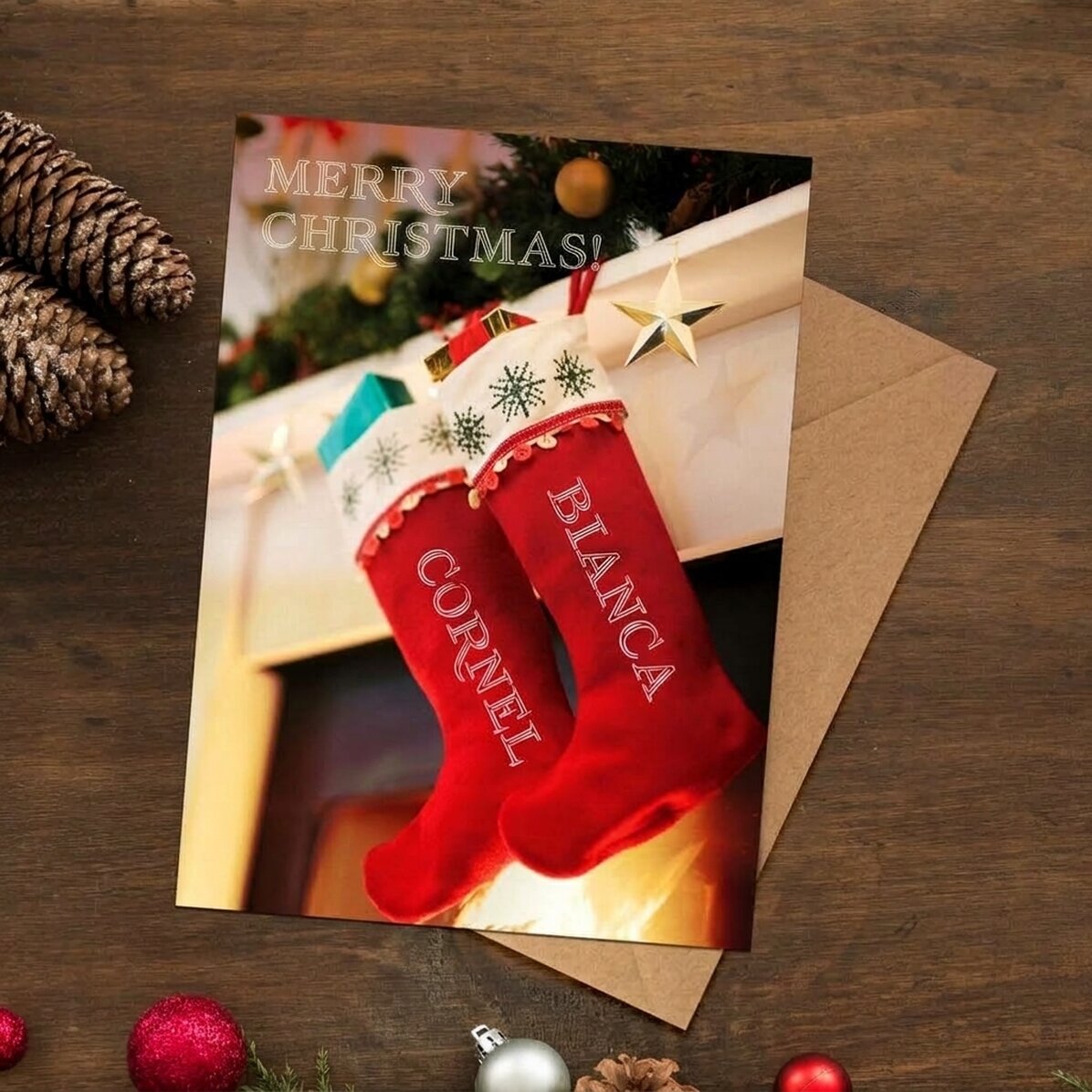 Personalised magnetic card with Christmas text - The Magic of Christmas