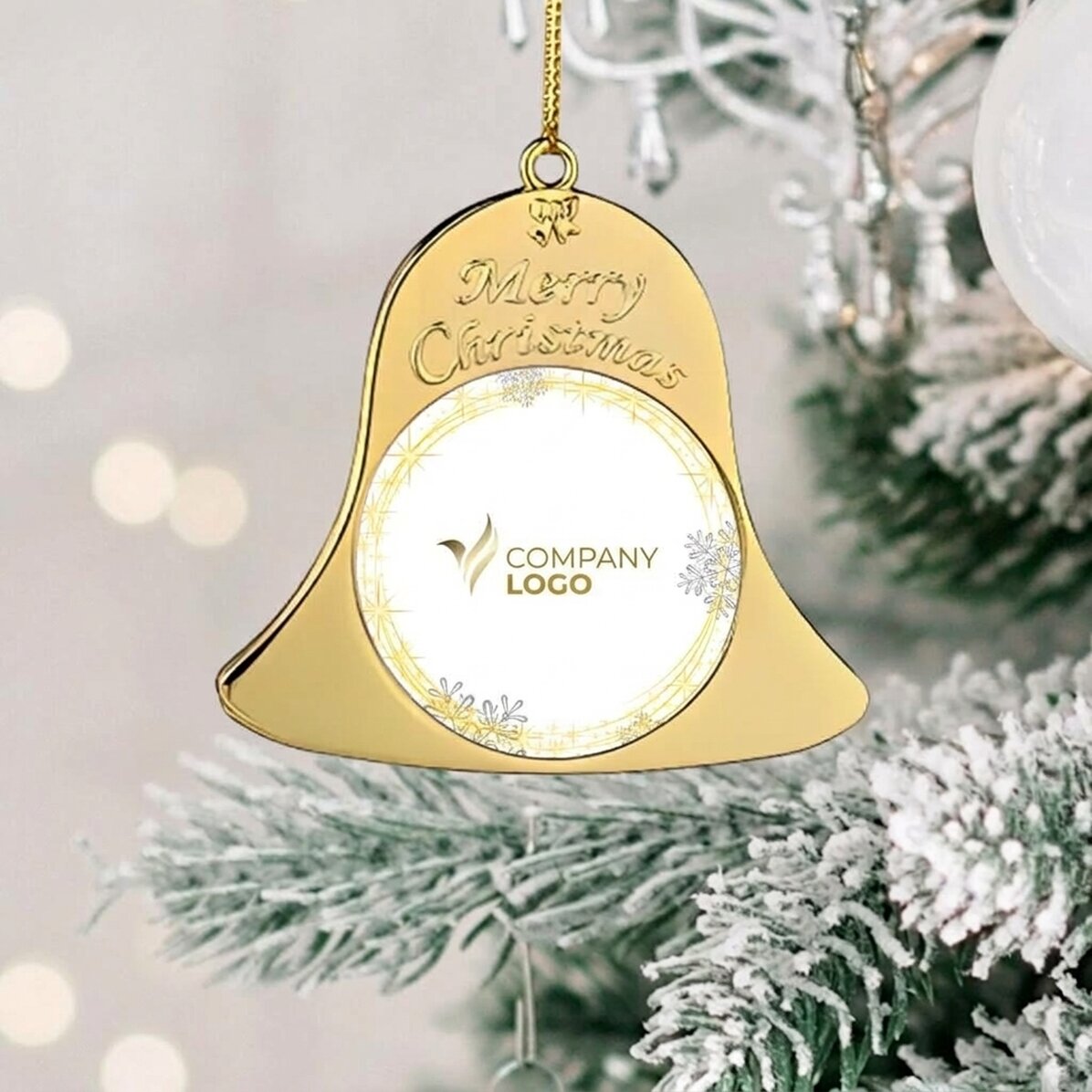 Personalised Christmas tree decoration, front and back with logo - Bell model
