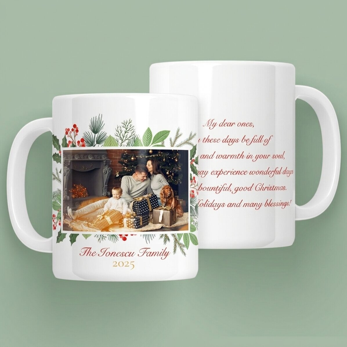 Personalised mug with a photo and text - Merry Christmas!