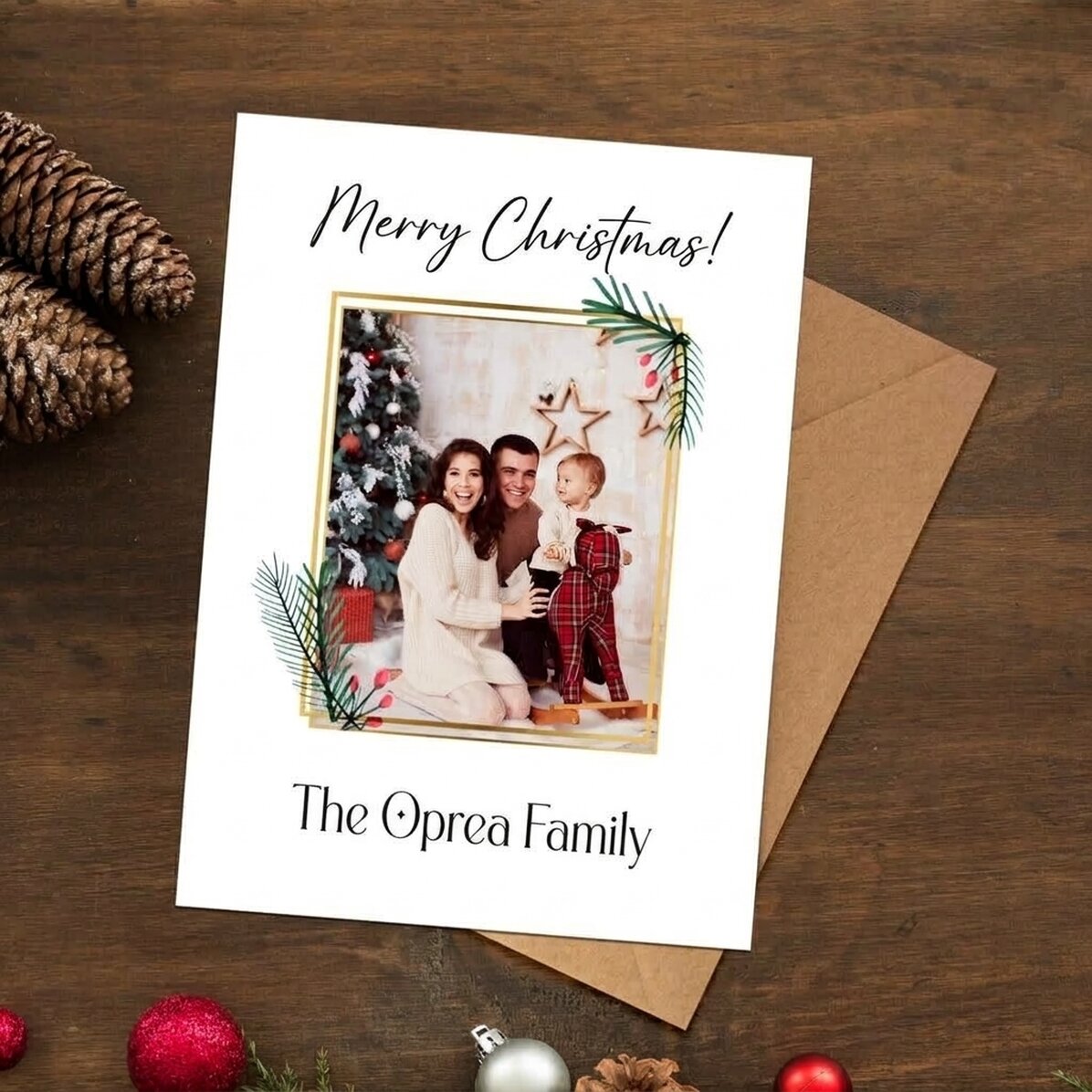 Personalised magnetic greeting card with photo and text - Merry Christmas