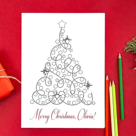 Personalised colouring card with Christmas message