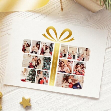 Personalised magnetic greeting card with 12 photos and text - Gift Box