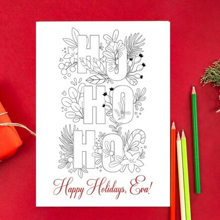 Personalised colouring card with message - Ho ho ho