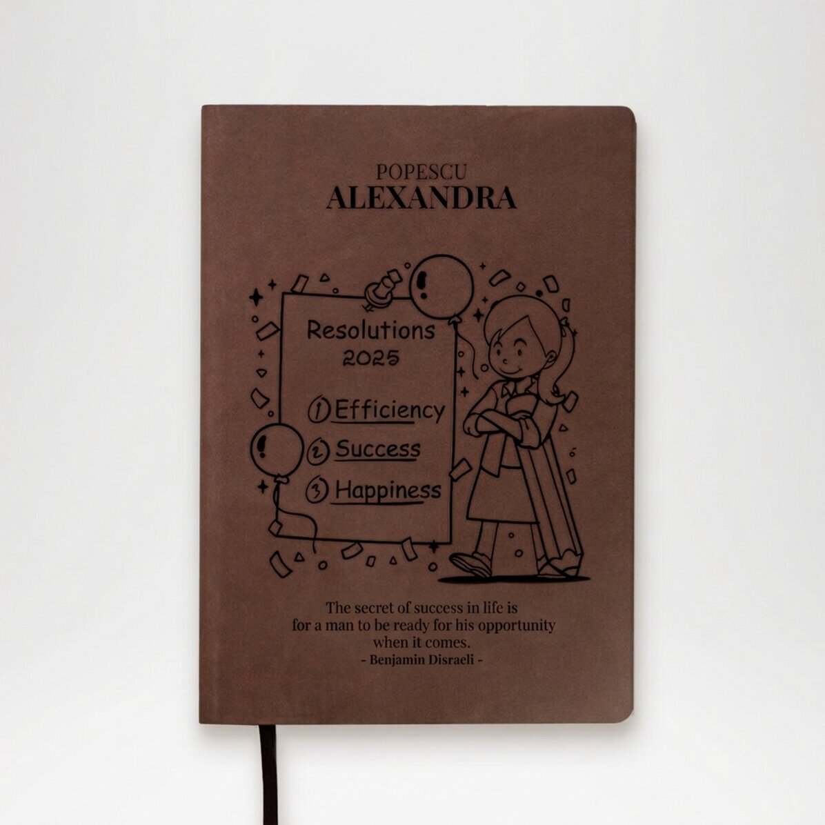 Personalised leather diary with motivational quote - New Year