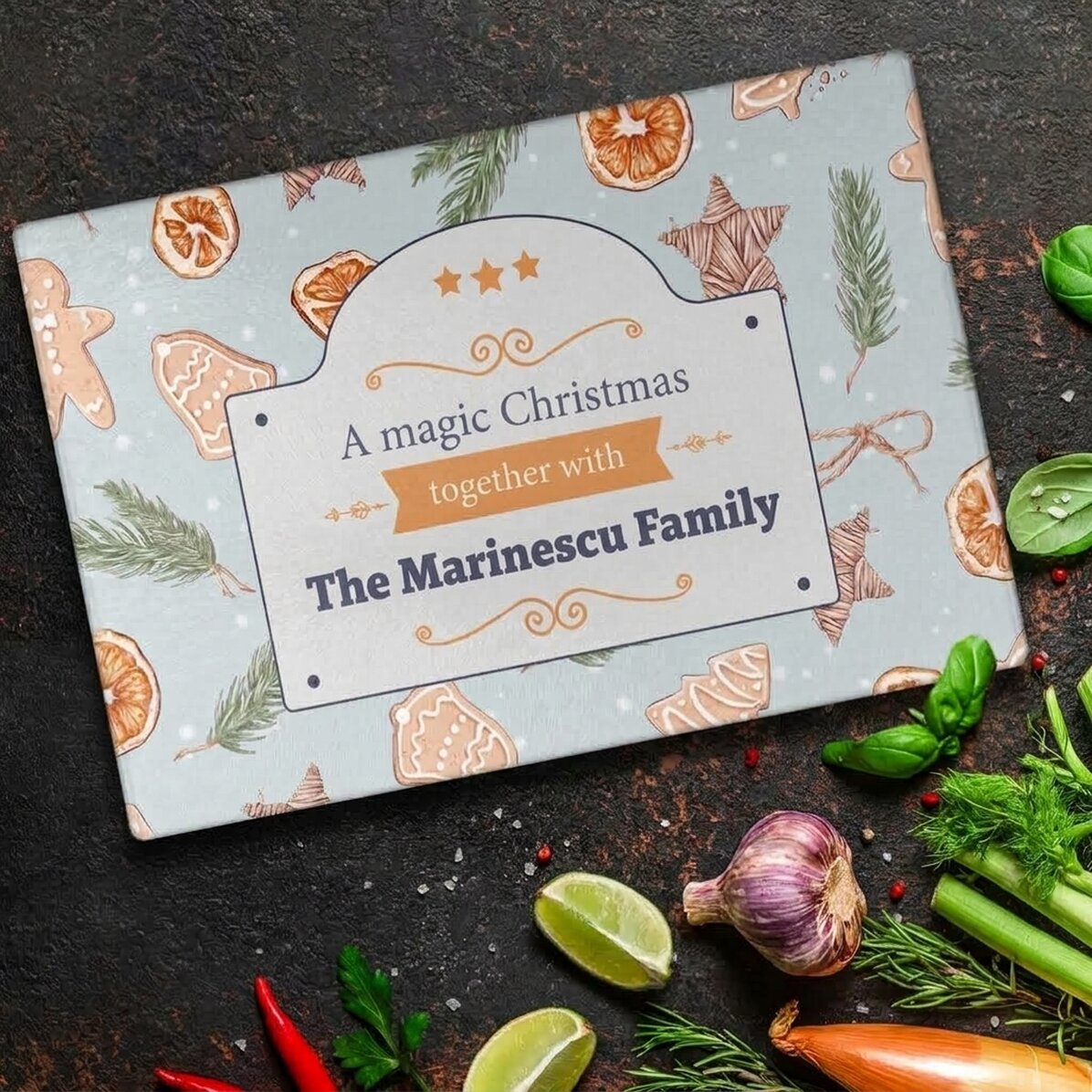 Personalised glass cutter with text - Christmas model