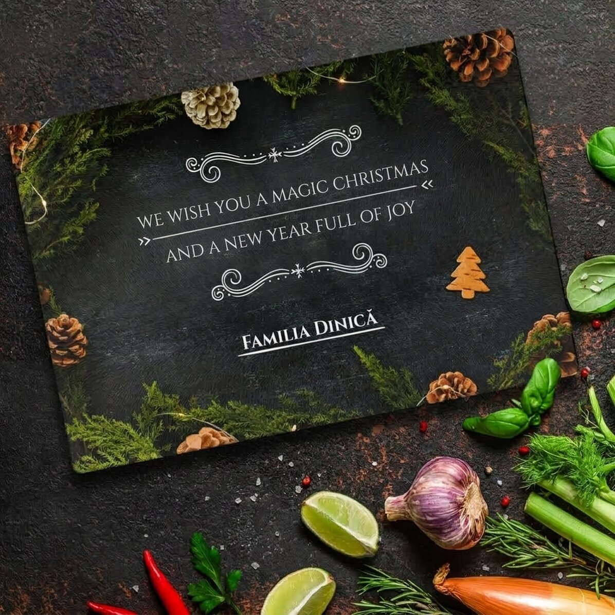 Personalised glass chopper with text - The Magic of Christmas