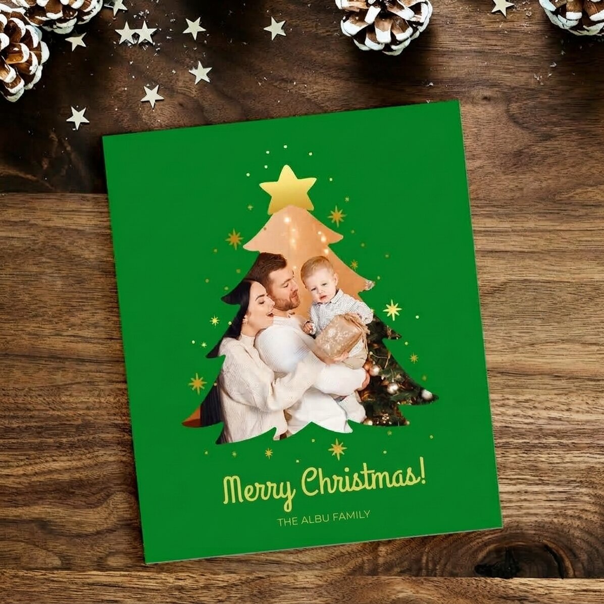 10x12 cm magnet personalised with family photo and message - Christmas tree