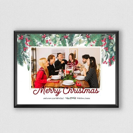 Personalised Christmas painting with text and a family photo