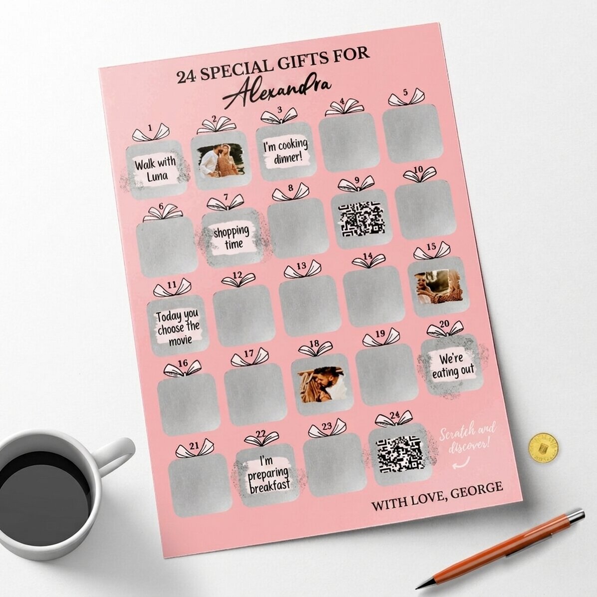 Personalised Advent poster with photos, message and QR code