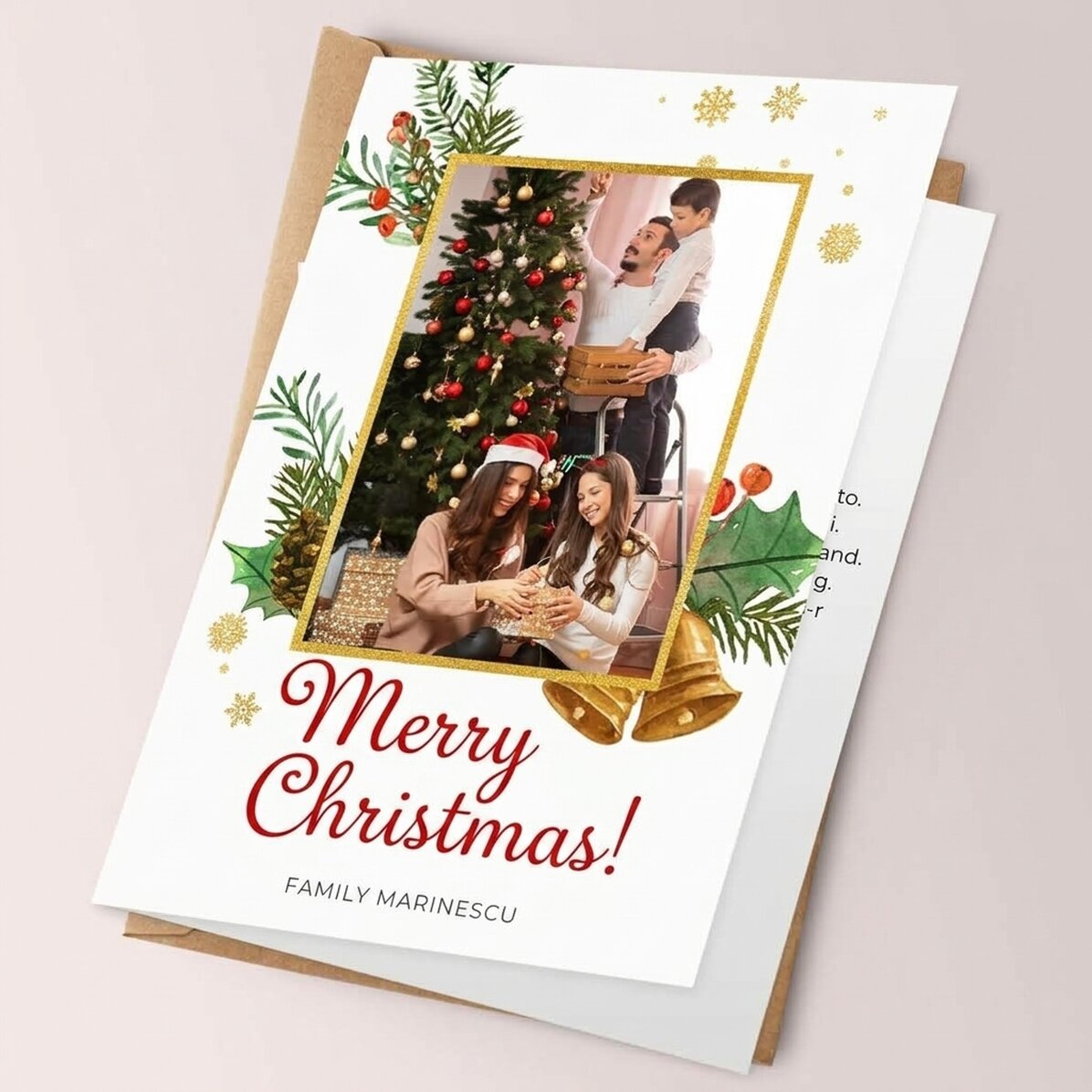 Personalised Christmas card with photo and text - Glitter frame