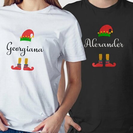 Custom cotton T-shirt with text - Santa's Elf