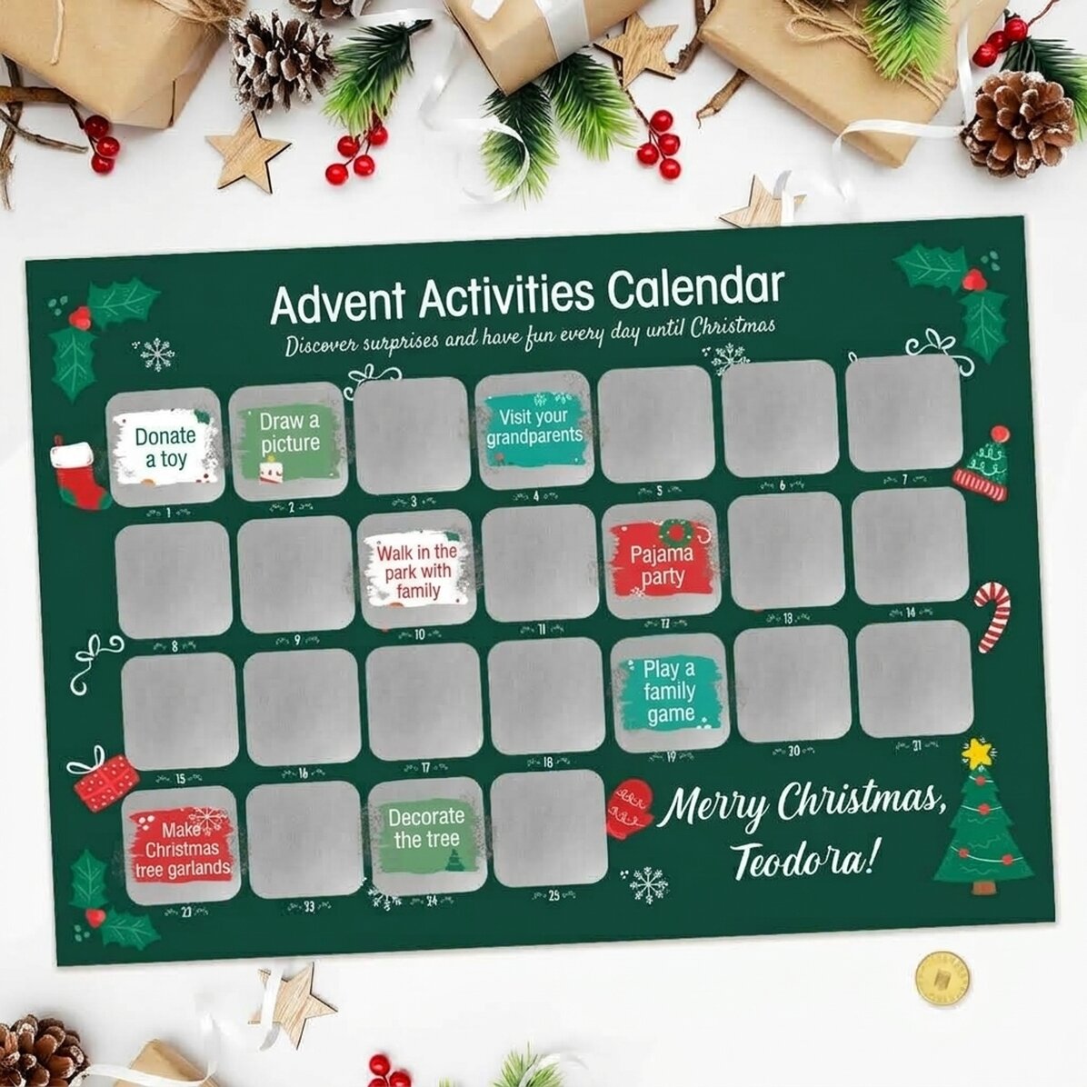 Personalised Advent poster with messages - Activities