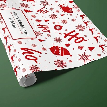 Personalised gift wrapping paper with text in a border - Christmas spirit