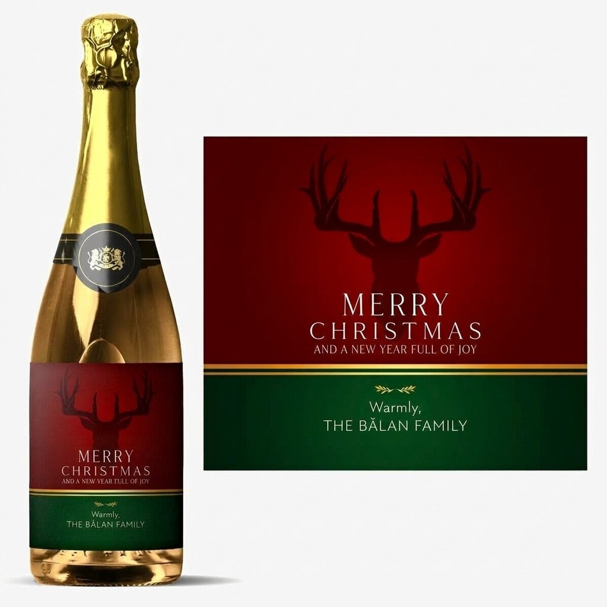 Personalised sparkling wine with text - Winter holidays