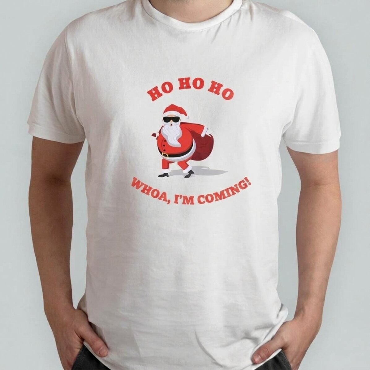 Custom cotton T-shirt with text - HO HO HO