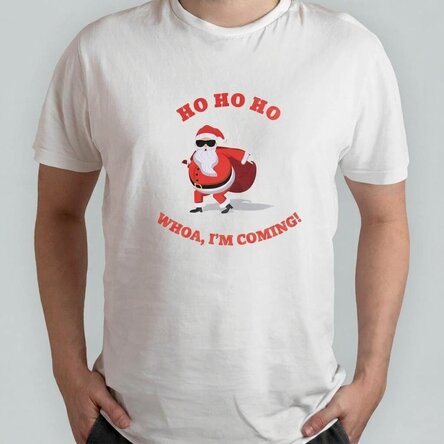 Custom cotton T-shirt with text - HO HO HO