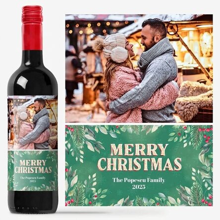 Personalised wine with a photo and greeting - Merry Christmas