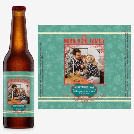 Personalised beer with photo and text - Vintage Christmas