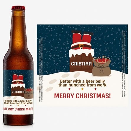 Personalised beer with text - Santa Claus on the chimney