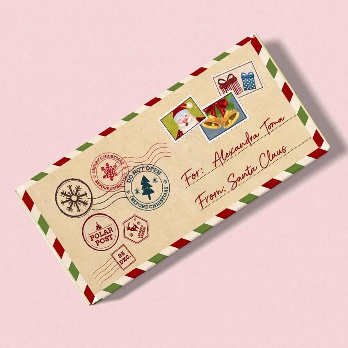 Personalised chocolate with text - From Santa Claus