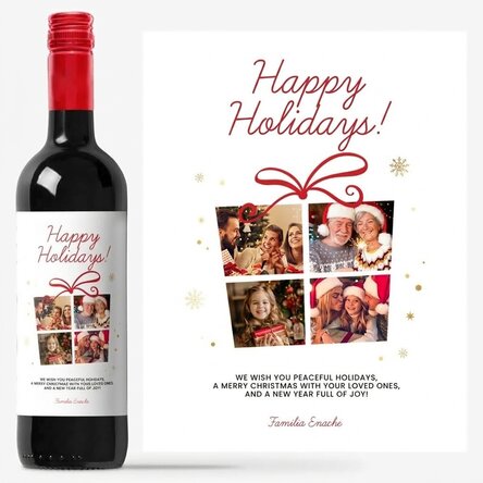 Personalised wine with 4 photos and a special message - Happy Holidays