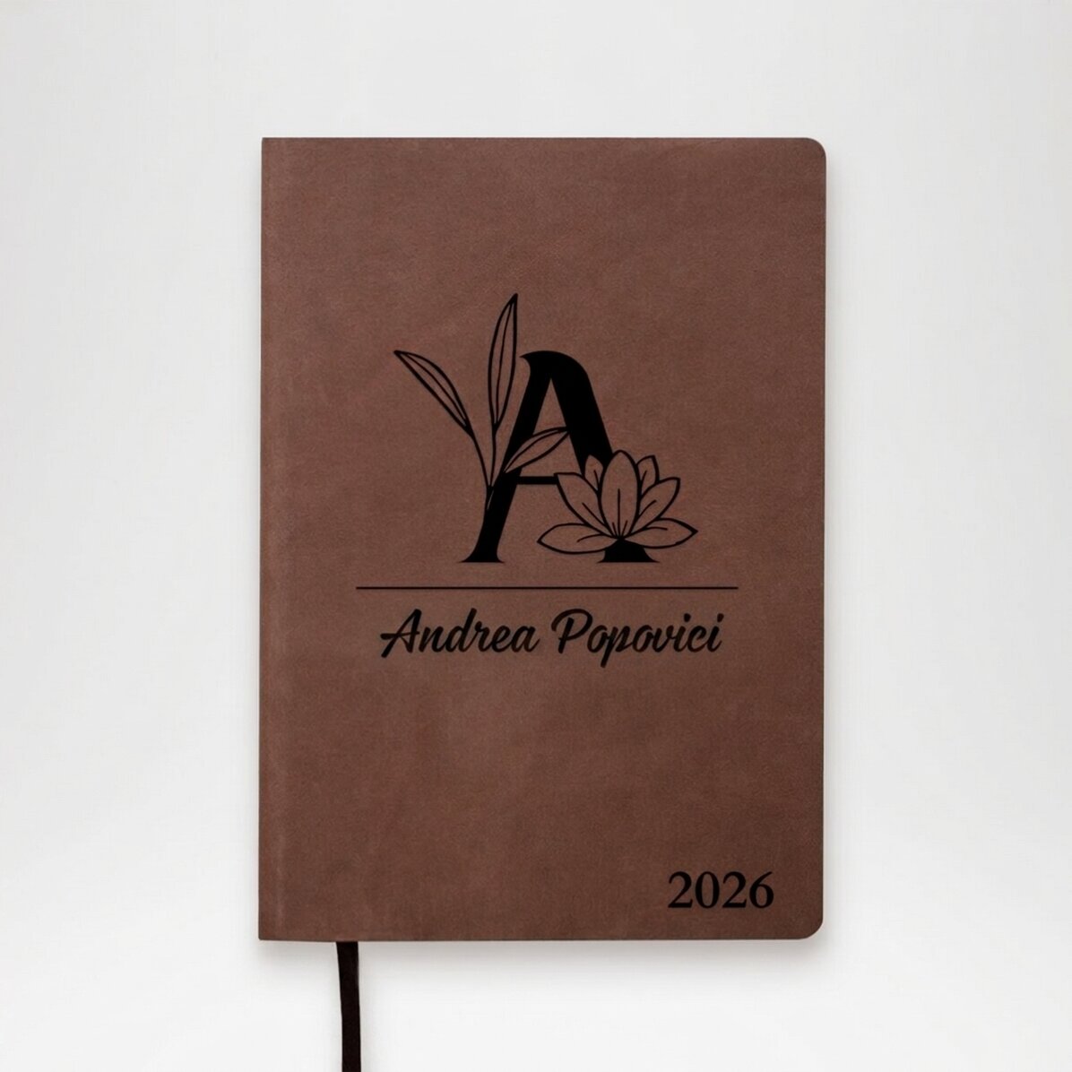Personalised leather diary with text - Floral