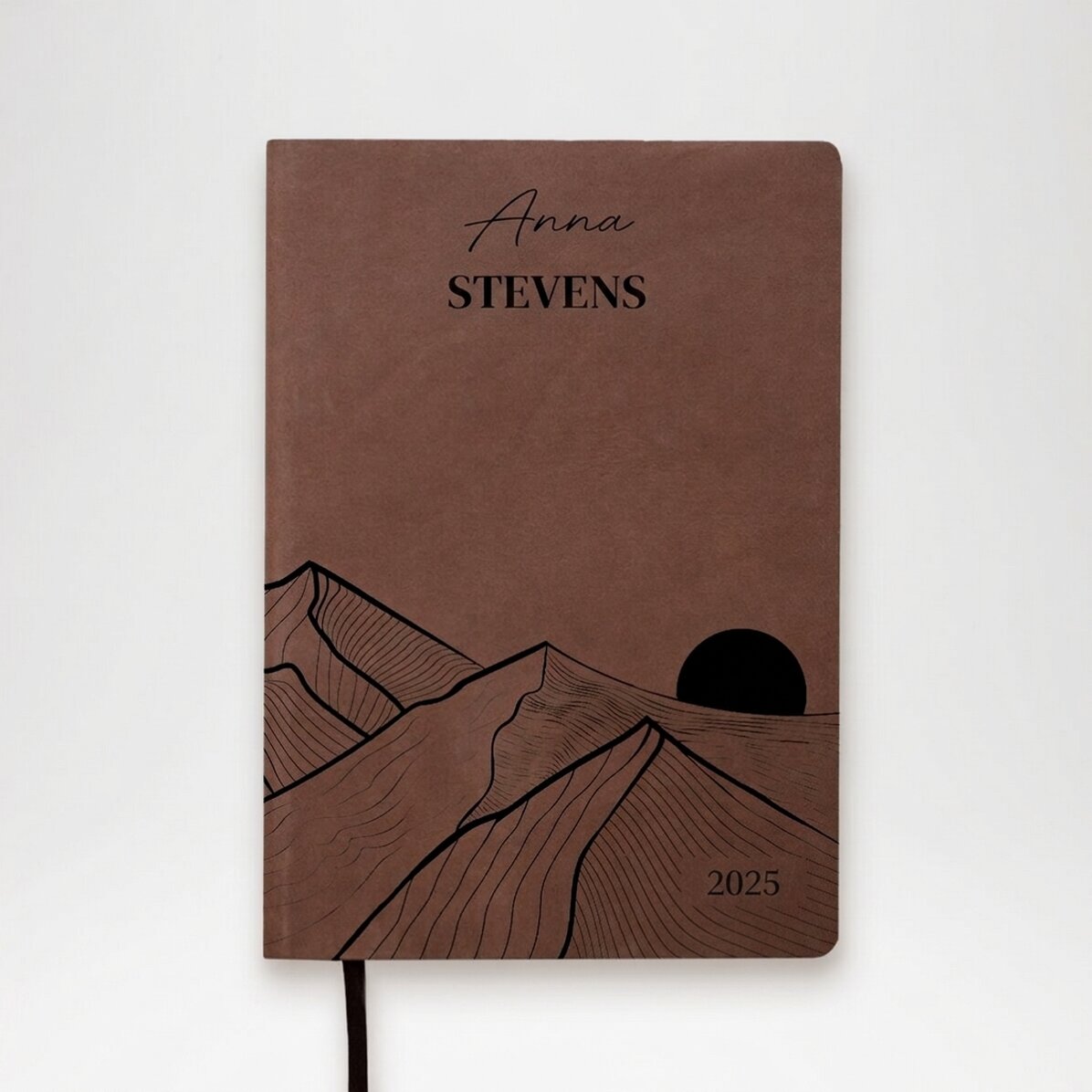 Personalised leather diary with text - Abstract landscape