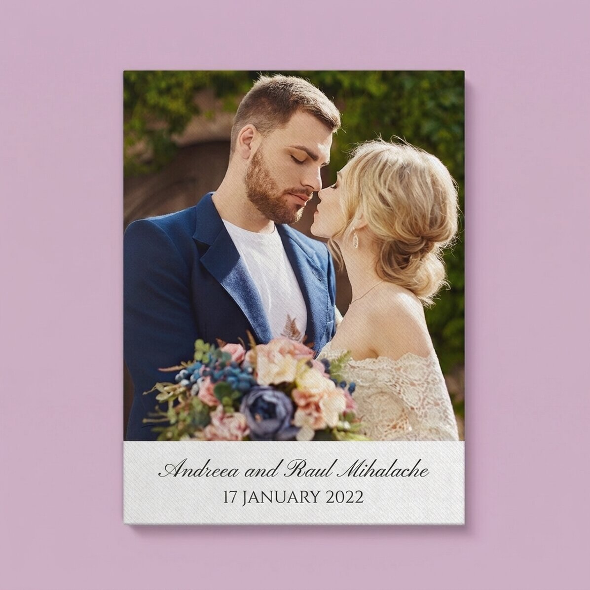 Personalised canvas painting with a photo and text