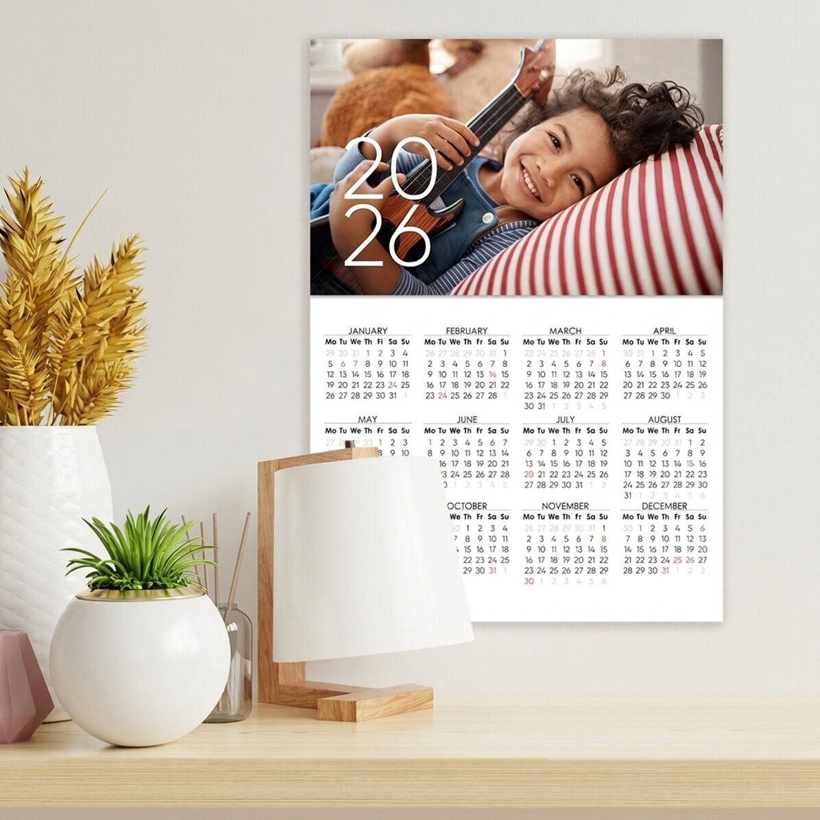 Personalised calendar poster with a photo